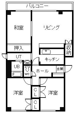 エスティ神楽(3LDK/2階)の間取り写真