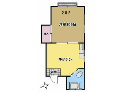 鴫原ビル(1K/2階)の間取り写真