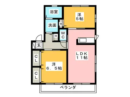 センスリッツA(2LDK/1階)の間取り写真