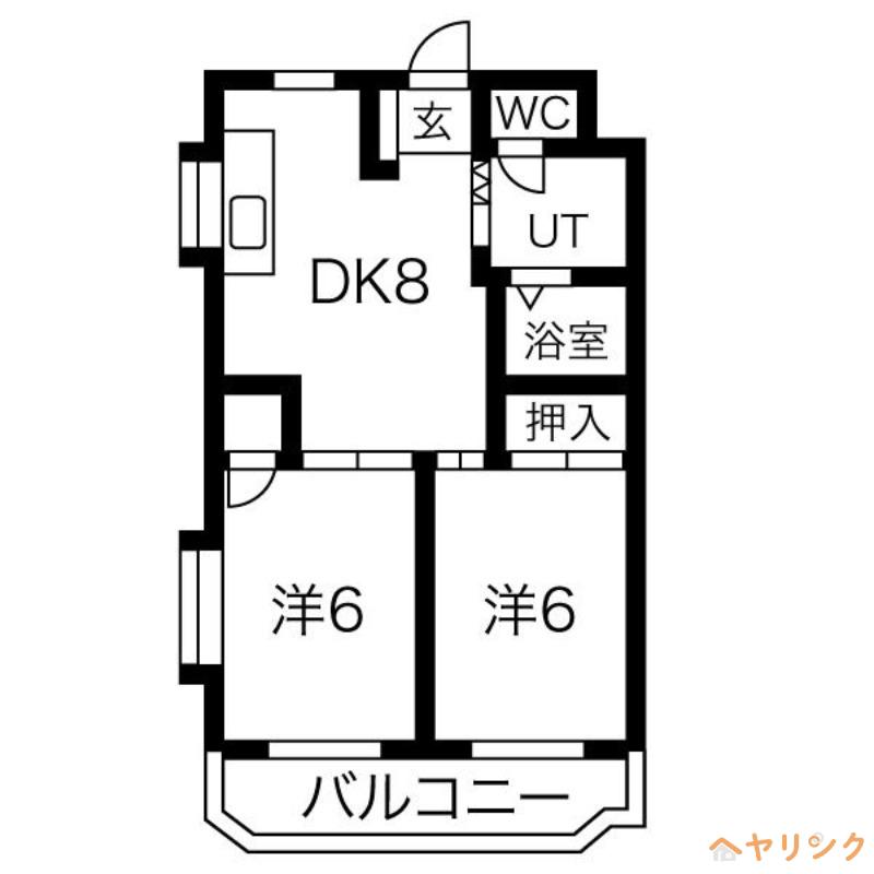 シャトーレ黒川(2DK/1階)の間取り写真