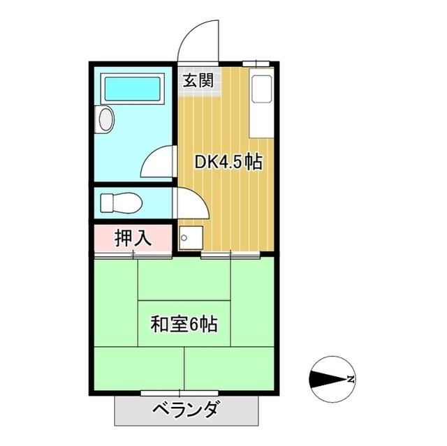 ハイツ下山(1DK/1階)の間取り写真