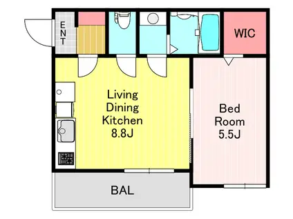 HERITAGE本町(1LDK/2階)の間取り写真