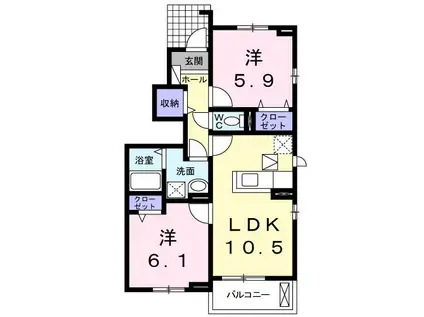 エルテルン(2LDK/1階)の間取り写真