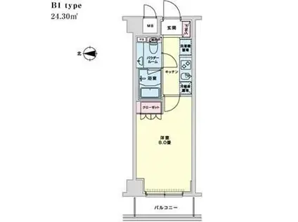 プロスペクト恩賜公園(1K/3階)の間取り写真