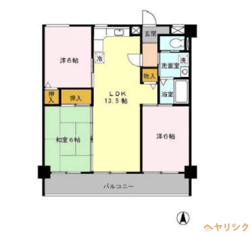 サンローヤル香坂(3LDK/7階)の間取り写真