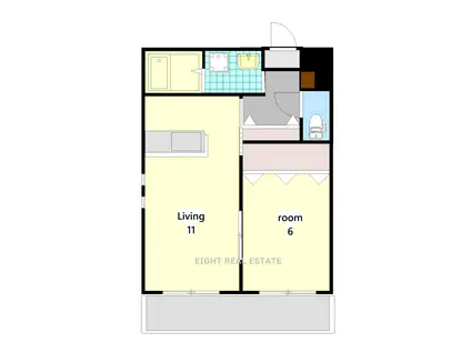 ISLAND吾田東A棟(1LDK/1階)の間取り写真