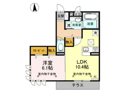 ヴィラグランデII(1LDK/2階)の間取り写真