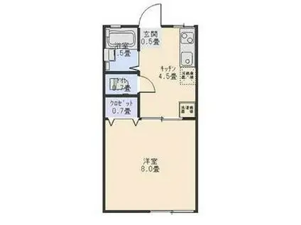 フロリカウラーI(1K/2階)の間取り写真