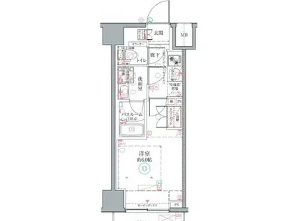 クレヴィスタ横浜関内II(1K/2階)の間取り写真