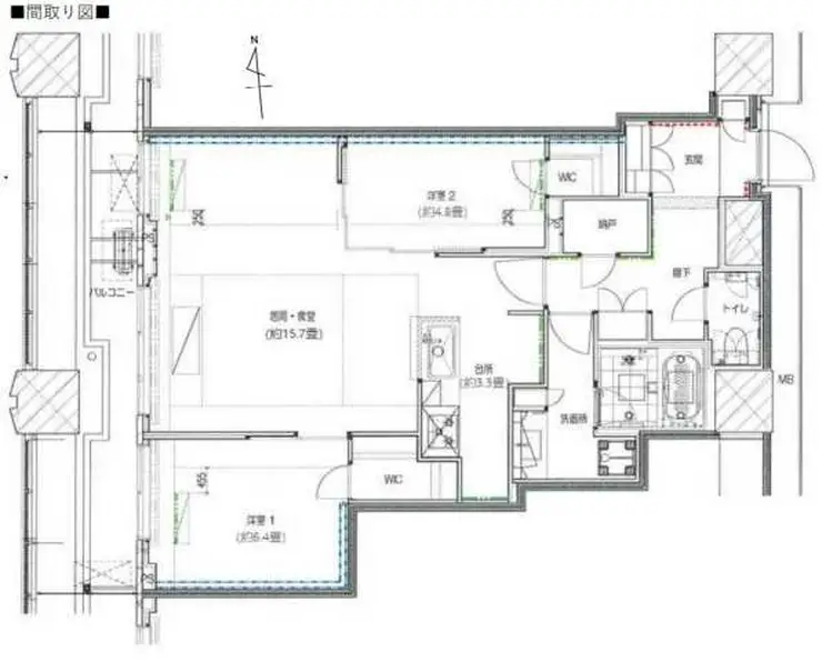 富久クロスコンフォートタワー 38階階 間取り