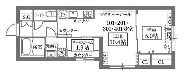 ココキューブグランデ学芸大学(1SLDK/1階)の間取り写真
