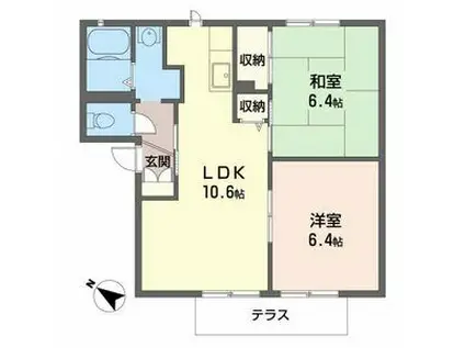 コスモスハイツB(2LDK/1階)の間取り写真