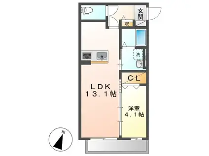 フロイデIII(1LDK/2階)の間取り写真