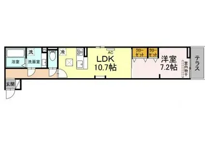 ル リオン浅間町(1LDK/1階)の間取り写真