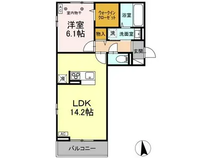 D-ROOM南二番町(1LDK/1階)の間取り写真