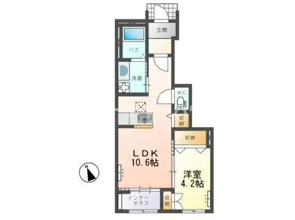 LACAROTA(1LDK/1階)の間取り写真