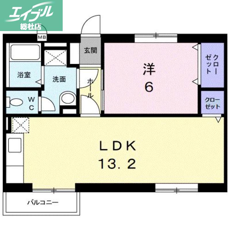 ニューエルディム大橋(1LDK/2階)の間取り写真