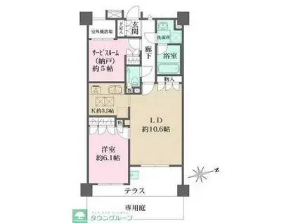 パークテラス下北沢(1SLDK/1階)の間取り写真