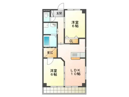 ブロードタウン神野II A(2LDK/1階)の間取り写真
