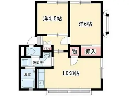 コーポPB5(2LDK/2階)の間取り写真