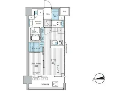 TERRA蚕糸の森(1LDK/3階)の間取り写真