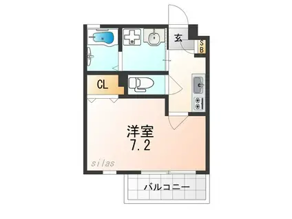 プルメリア阪大前(1K/2階)の間取り写真