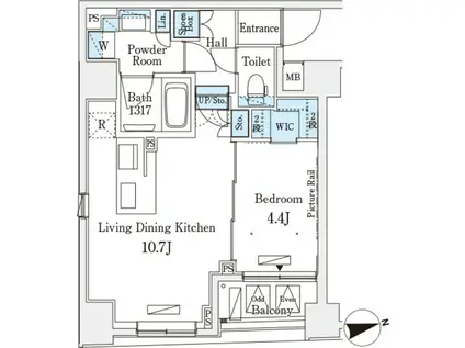 レジデンス文京春日(1LDK/5階)の間取り写真