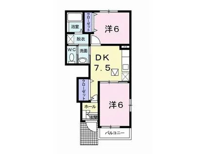 ソレアード(2DK/1階)の間取り写真