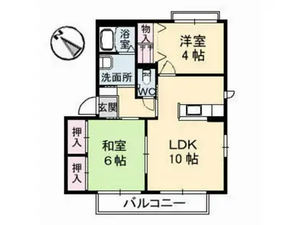 グリーンヒルズほことり壱番館(2LDK/2階)の間取り写真