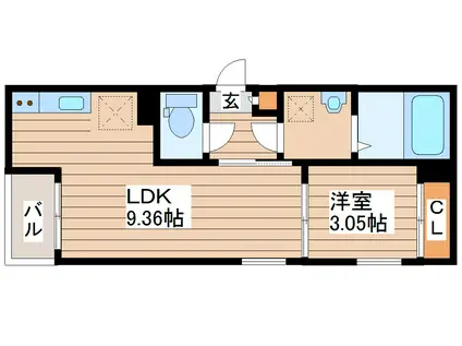 R-SMART KAROS小鶴新田(1LDK/2階)の間取り写真