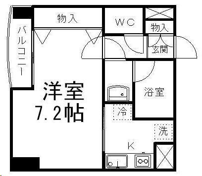 ラピス雨宮(1K/7階)の間取り写真