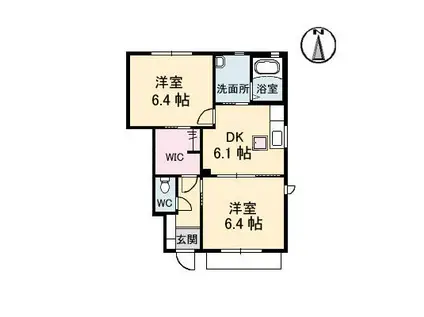 シャーメゾンアドニス III棟(2DK/1階)の間取り写真