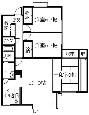 コーポうめの(3LDK/1階)の間取り写真