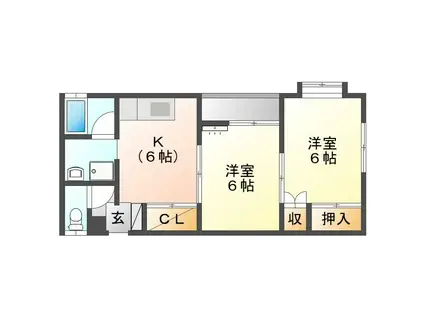 エミネンス萩(2K/1階)の間取り写真