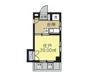 ハナブサマンション(1K/2階)の間取り写真