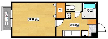 セジュール牛田(1K/2階)の間取り写真