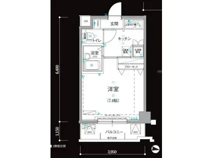 リヴシティ新宿弐番館(1K/1階)の間取り写真