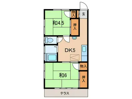 はすねハイツ(2DK/1階)の間取り写真