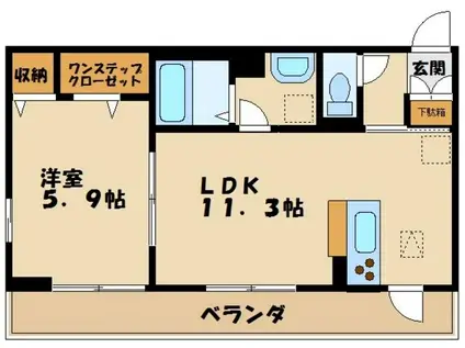 ブライト(1LDK/1階)の間取り写真
