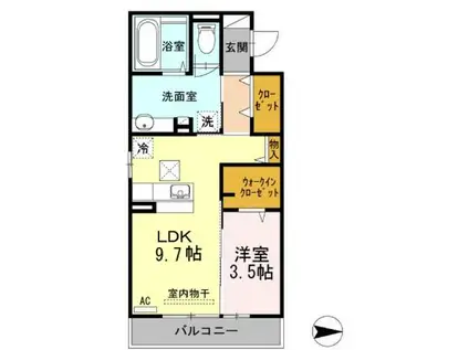 ヴィーブルF(1LDK/1階)の間取り写真