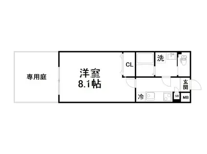 アンシェンヌ紫竹(1K/1階)の間取り写真