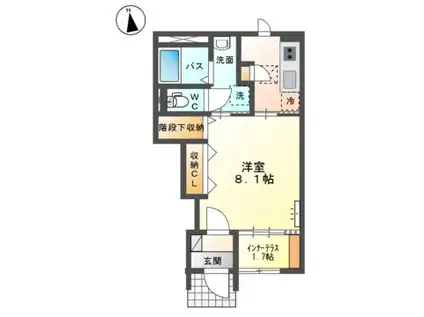 ウエスト クリーク(1K/1階)の間取り写真