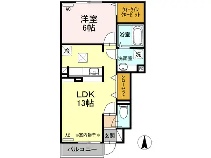 フロラシオン(1LDK/1階)の間取り写真