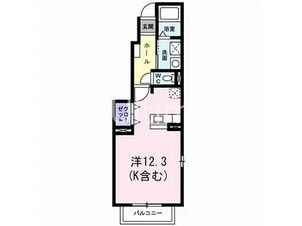 トール・ハーヴェストII(ワンルーム/1階)の間取り写真