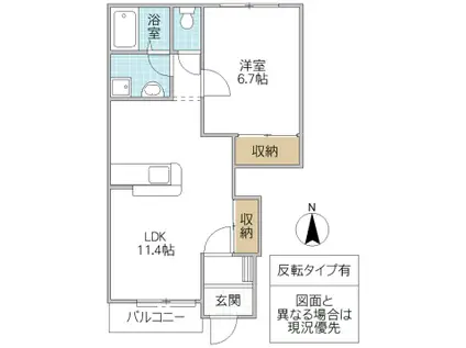 SERENO SOPHIA(1LDK/1階)の間取り写真