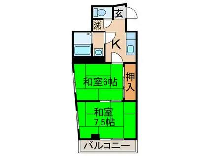 第二並木ビル(2K/2階)の間取り写真