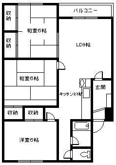 サンハイツB(3LDK/4階)の間取り写真