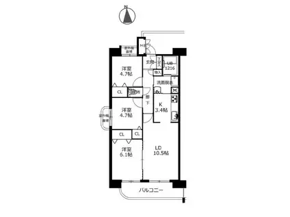 クラシオン桜坂2棟(3LDK/9階)の間取り写真