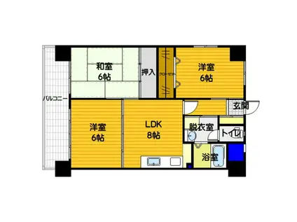 CASA・GRAND ヴィルズI(3LDK/6階)の間取り写真