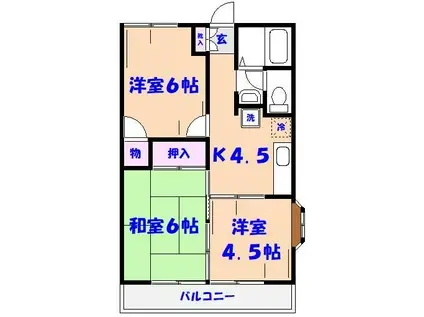ライトコート国府台III(3K/2階)の間取り写真